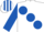 White, large Royal Blue spots and sleeves, striped cap
