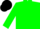 Hunter green & kelly green blocks, black knight on back, matching cap