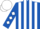 Royal Blue and White stripes, diamonds on sleeves, White cap