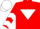 Red, White inverted triangle, chevrons on sleeves, White cap
