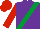 Purple, Emerald Green sash, Red sleeves and cap