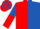 Red and Royal Blue (halved), sleeves reversed, Red and Royal Blue check cap