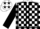 WHITE & BLACK CHECK, black seams on sleeves, black stars on cap