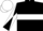 Black, White hoop, diabolo on sleeves, White cap