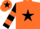 Orange, Black star, Black and Orange hooped sleeves, Orange cap, Black star