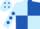 Light Blue and Royal Blue (quartered), diamonds on sleeves and cap