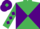 Emerald Green and Purple diabolo, diamonds on sleeves, Purple cap, Emerald Green diamond
