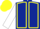 Dark Blue, Yellow seams, White sleeves, Yellow cap