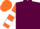 Maroon, Orange and White hooped sleeves, Orange cap