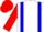 White, blue braces, red sleeves, red cap