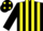 BLACK & YELLOW STRIPES, yellow spots on cap