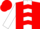 RED, white panel, red chevrons on white sleeves, red cap