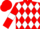 Red and White diamonds, Red sleeves, White armlets, Red cap