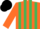 Orange and Emerald Green stripes, Orange sleeves, Black cap