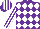 PURPLE and WHITE diamonds, striped sleeves and cap