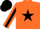 Orange, black star, black star stripe on sleeves, black cap