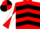 Red, Black chevrons, Red and White diabolo on sleeves, Red and Black quartered cap