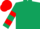 Dark Green, Red hooped sleeves, Red cap