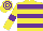 YELLOW, PURPLE hoops and armlets, hooped cap