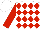 White, red diamonds, red sleeves, red and white cap