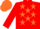Red, orange stars, orange cap
