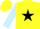 Yellow, black star, light blue sleeves
