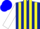 Dark Blue and Yellow Stripes, White Sleeves, Blue Cap