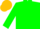 Green, gold sashes, green sleeves, gold cap