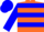 Orange, blue 'C', blue hoops on sleeves, blue cap