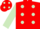 Red, Light Green spots, sleeves and spots on cap