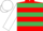 RED & EMERALD GREEN HOOPS, white sleeves & cap