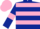 Dark Blue, Pink hoops, armlets and cap