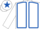 WHITE, royal blue seams, white cap, royal blue star