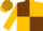 Chocolate and Gold (quartered), Gold sleeves, check cap