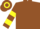 Brown, Yellow hooped sleeves and cap