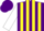 Purple, white 'SBS', yellow stripes on white sleeves, purple cap