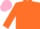 Orange, lime green and pink thirds, pink cap