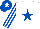 WHITE, ROYAL BLUE star, striped sleeves, ROYAL BLUE cap, WHITE star
