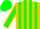GOLD and GREEN vertical stripes, green sleeves, gold seams, green cap