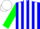 Blue, white maple leaf, white stripes on green sleeves, blue, green and white cap
