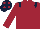 MAROON, dark blue epaulettes, dark blue cap, maroon spots