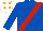 ROYAL BLUE, red sash, white cap, orange spots