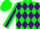 Hunter green, purple diamonds, purple diamond stripe on sleeves, hunter green cap