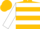 Gold, white 'F', white hoops on sleeves, gold cap