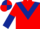 RED, dark blue chevron, halved sleeves, quartered cap