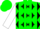 Green, black diamonds, green stripes on white sleeves, green cap