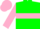 Green, pink 'LI', pink hoop on sleeves, green and pink cap