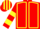 Red, Yellow seams, hooped sleeves, striped cap