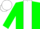 Green, white panel, green sleeves, green and white cap