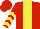 Red, Yellow stripe, chevrons on sleeves